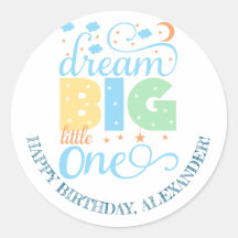 Dream Big Little One Blue Baby Boy 1er anniversair