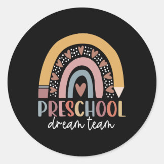 Sticker Rond Dream Team Retour À L'École Enseignant Enfants Cad