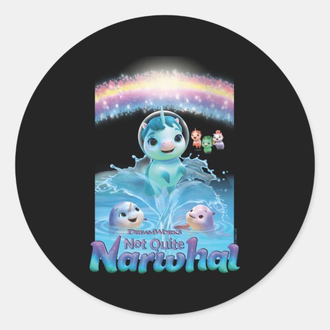 Sticker Rond Dreamworks Pas Assez Narwhal Jumg (Devant)