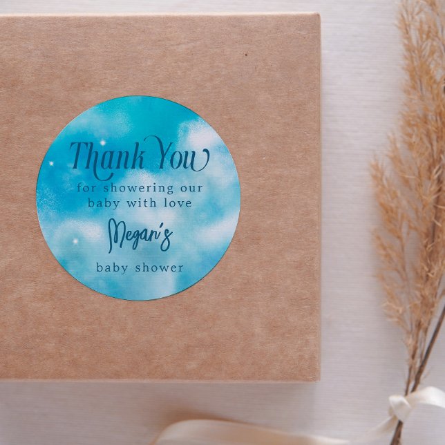 Sticker Rond Dreamy Blue Heaven envoyé Baby shower (Créateur téléchargé)