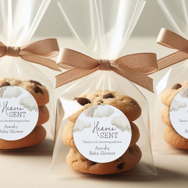 Sticker Rond Dreamy Heaven envoyé Blue Boy Baby shower (Créateur téléchargé)