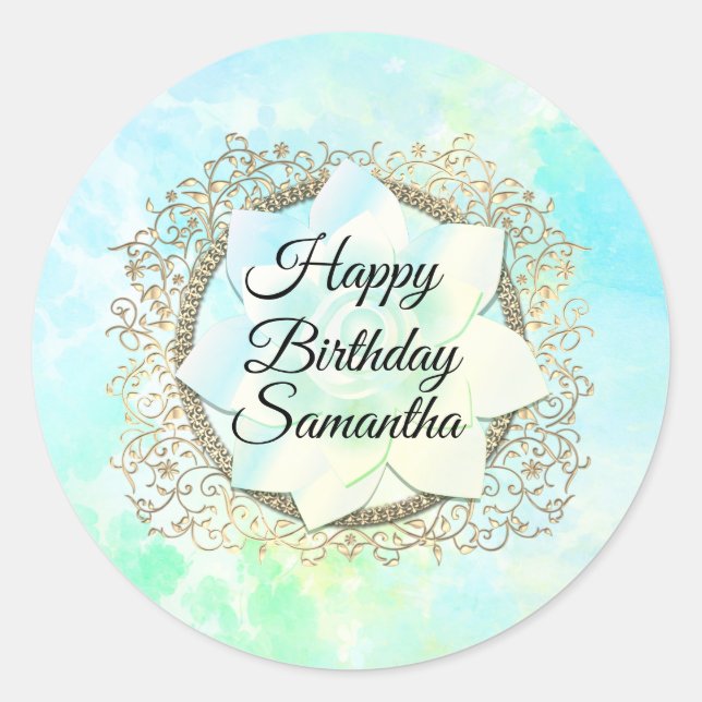 Sticker Rond Dreamy Pastels Lotus Flower (Devant)