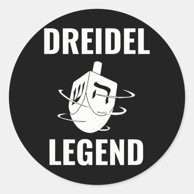 Sticker Rond Dreidel Legend Jewish Happy Hanoukka Menorah (Devant)
