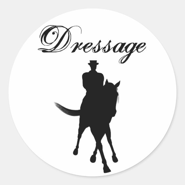 Sticker Rond Dressage Cheval Et Rider Silhouette (Devant)