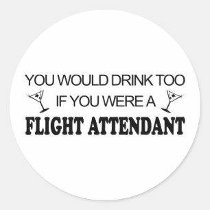 Sticker Rond DrinkToo - steward (hôtesse de l'air)
