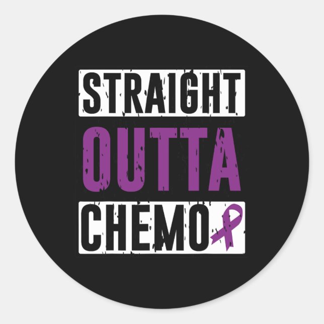 Sticker Rond Droit Outta Chemo Cancer pancréatique Survivant (Devant)
