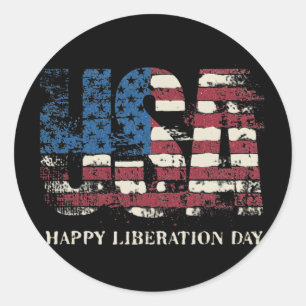 Sticker Rond Droits de douane Trump vintage Joyeux jour de la l