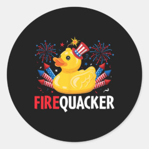 Sticker Rond Drôle 4 juillet canard de pétard