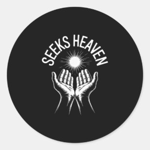 Sticker Rond Drôle 67 Mème Cherche Ciel Ironique Spirituel Reli