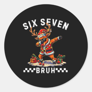 Sticker Rond Drôle 67 Noël Six Sept Mème Reindeer Dabbing