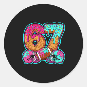 Sticker Rond Drôle 67 Six Sept Mème Football Américain Numéro #