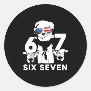 Sticker Rond Drôle 67 Six Sept Trump Meme 