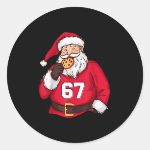 Sticker Rond Drôle 6 7 Meme Brainrot Père Noël Pour Garçons Enf