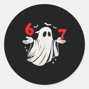 Sticker Rond Drôle 6 7 Six Sept Mème Halloween Humour Fantôme C