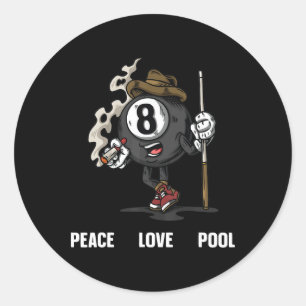 Sticker Rond Drôle 8 Ball Billard Joueur Huit Ball Billi
