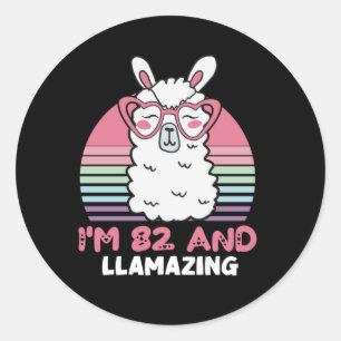 Sticker Rond Drôle adorable Llama 82e cadeau d'anniversaire pou