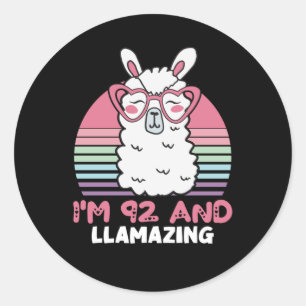 Sticker Rond Drôle Adorable Llama 92e Cadeau Anniversaire Pour 