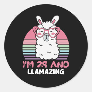 Sticker Rond Drôle Adorable Llama Cadeau 29e Anniversaire Pour 