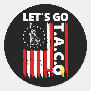 Sticker Rond Drôle Allons-y Taco 50