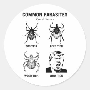 Sticker Rond Drôle Anti Trump Parasite Commune Luna Tick _1
