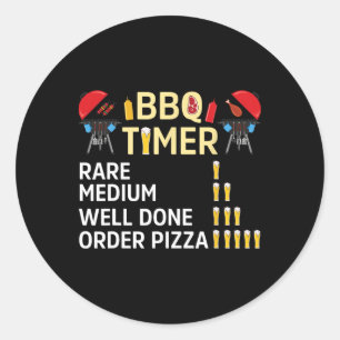Sticker Rond Drôle Barbecue Barbecue Grill Master Grilling Dri