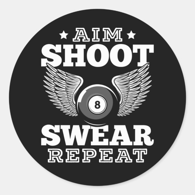 Sticker Rond Drôle Billard Retro 8 Ball dire (Devant)