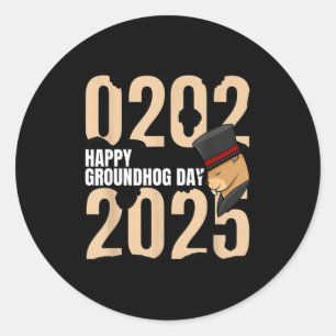 Sticker Rond Drôle Bonne Jour de la marmotte 2 février 2025 Vac