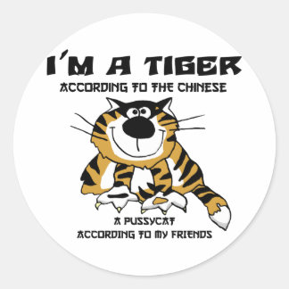 Sticker Rond Drôle cadeau chinois Zodiac Tiger