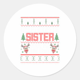 Sticker Rond Drôle cadeau de Noël de Soeur aux Frères