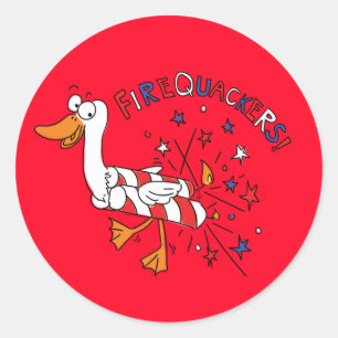 Sticker Rond Drôle Canard 4 juillet Enfants mignonne