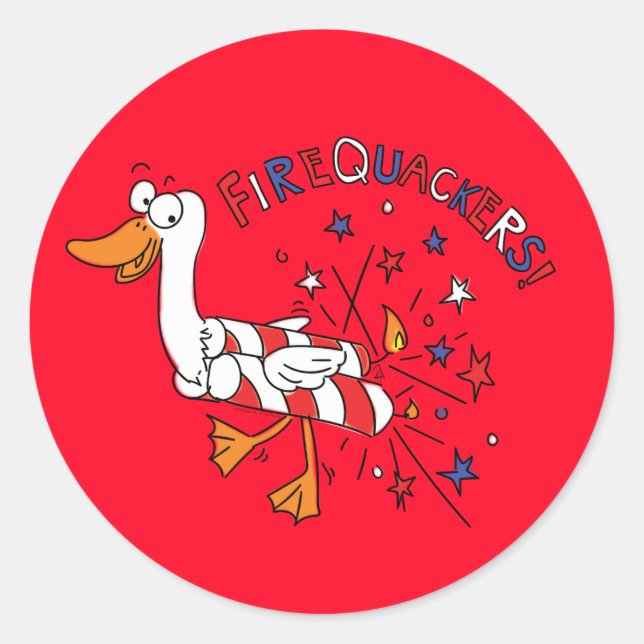 Sticker Rond Drôle Canard 4 juillet Enfants mignonne (Devant)