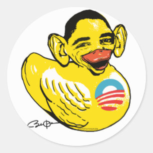 Sticker Rond Drôle Canard Potus Obama Gear