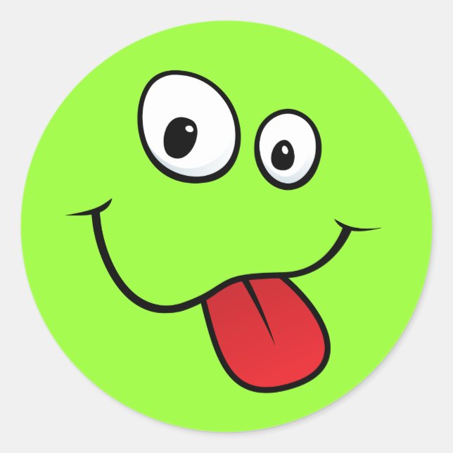 Sticker Rond Drôle canon qui sort sa langue, vert (Devant)