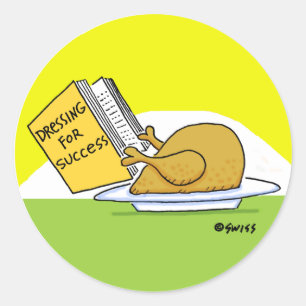 Sticker Rond Drôle caricature turque Thanksgiving ou Noël 