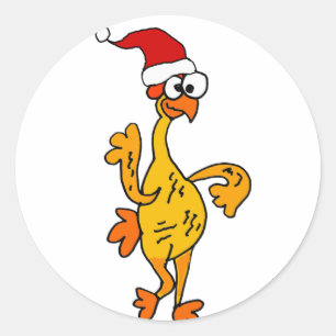 Sticker Rond Drôle Carton de Noël en Caoutchouc
