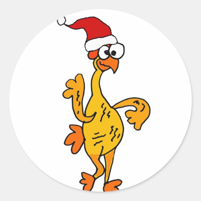 Sticker Rond Drôle Carton de Noël en Caoutchouc (Devant)