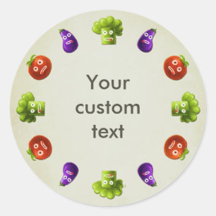 Sticker Rond Drôle Cartoon Vegetables