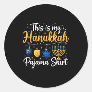 Sticker Rond Drôle C'est Mon Pajamakah Hanukkah Déguisement Cha