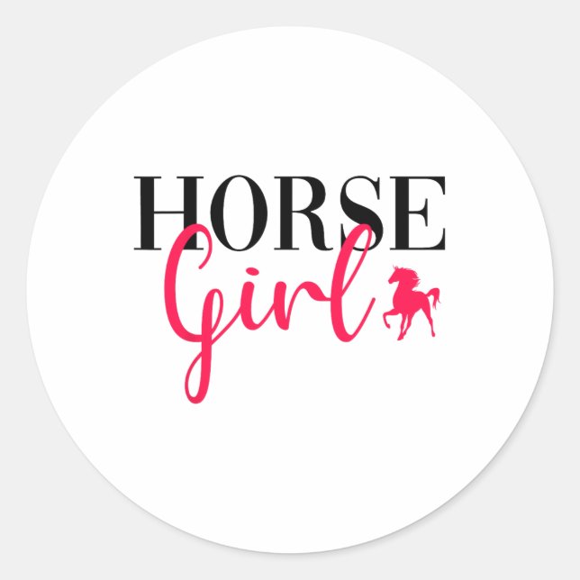 Sticker Rond Drôle Cheval équitation Girl Horseback équitation  (Devant)