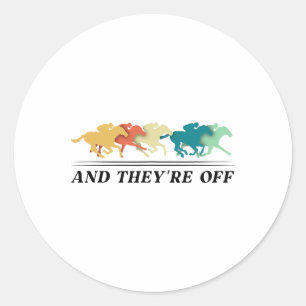 Sticker Rond Drôle Cheval Racer Jockey Racer Der6