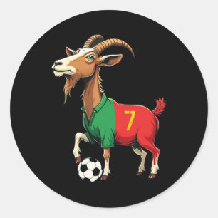 Sticker Rond Drôle Chèvre Football Football Graphique Hommes Fe