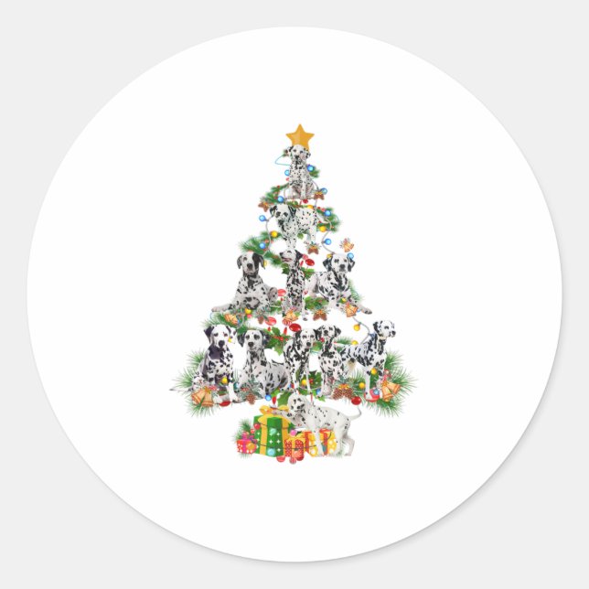 Sticker Rond Drôle Chien dalmate Joyeux Noël Tre (Devant)