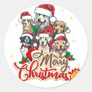 Sticker Rond Drôle Chien Noël,