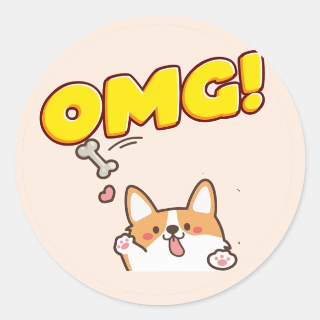 Sticker Rond Drôle chien OMG (Devant)