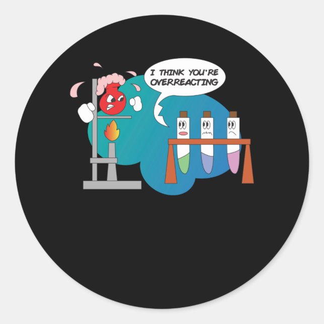 Sticker Rond Drôle Chimie Comique Réaction chimique (Devant)