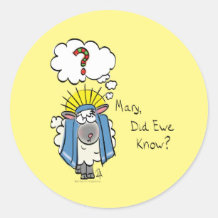 Sticker Rond Drôle Christian Noël mignon Mouton Dessin