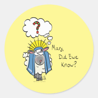 Sticker Rond Drôle Christian Noël mignon Mouton Dessin