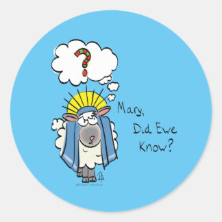 Sticker Rond Drôle Christian Noël mignon Mouton Dessin