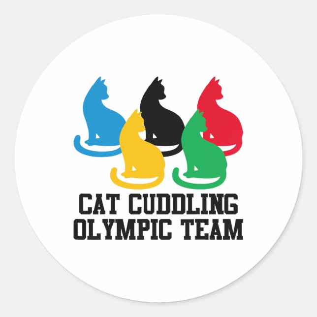 Sticker Rond Drôle Citation de chat Cat Cuddin de l'équipe olym (Devant)