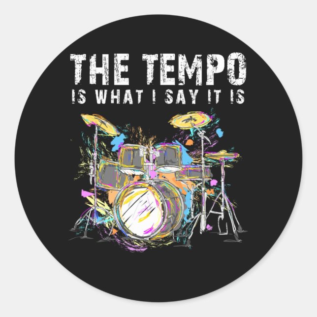 Sticker Rond Drôle Citation Drummer Drumset Rock Musicien (Devant)